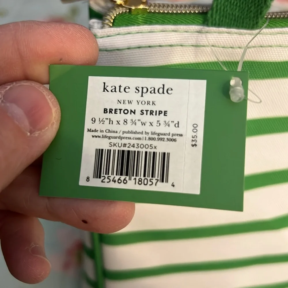 Kate Spade Green and White Striped Tote - Picture 5 of 7